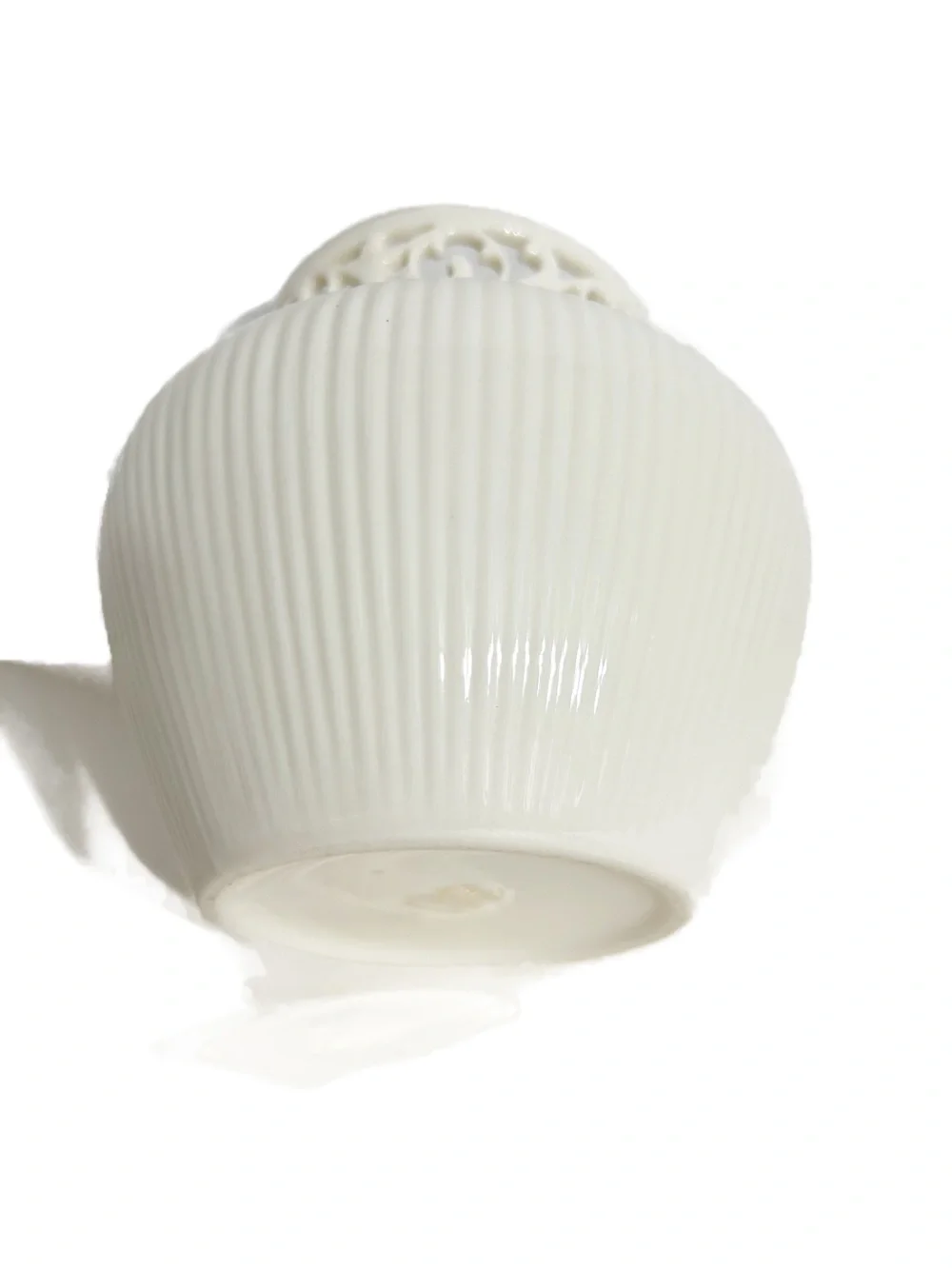 Vintage Lenox Ivory Porcelain Pierced Neck Ribbed Vase Gold Trim Made In USA